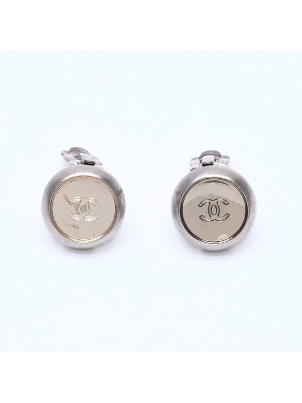 Chanel Vintage CC Logo Earrings 99 Metal Silver Gold